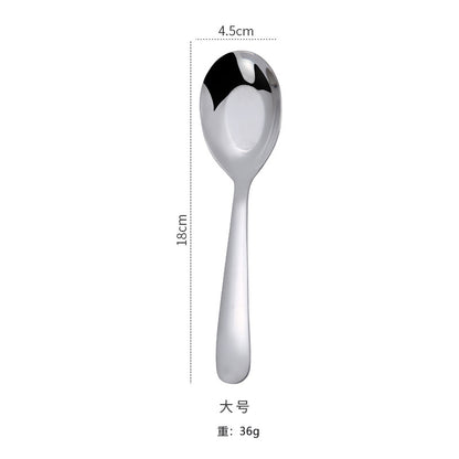 Stainless Steel Flat Bottom Spoon Thickened Spoon Palace Soup Spoon Household Kitchen Hotel Restaurant Soup Rice Spoon Creative Small Spoon