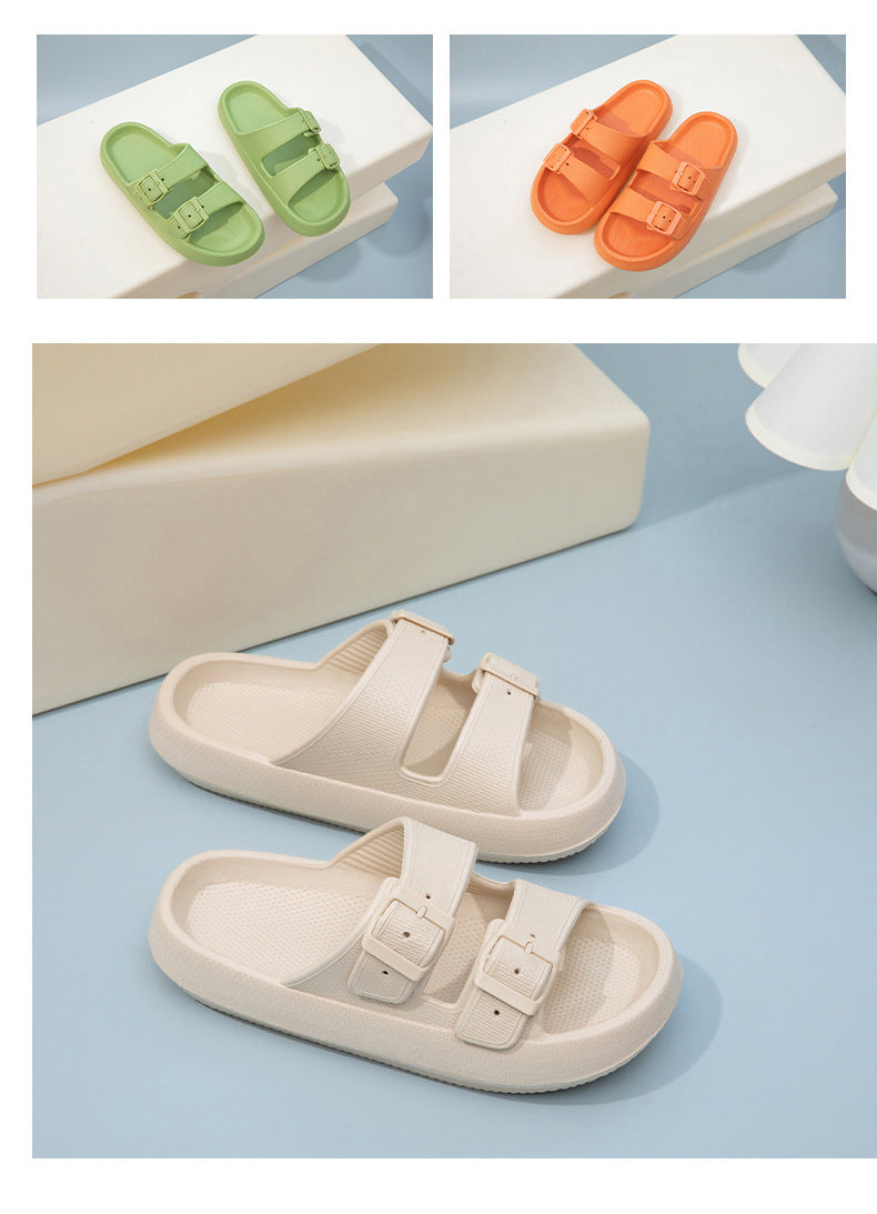 Foreign Trade Double Buckle Cool EVA Slippers Lovers Women's Beach Slippers Classic Men's Slippers