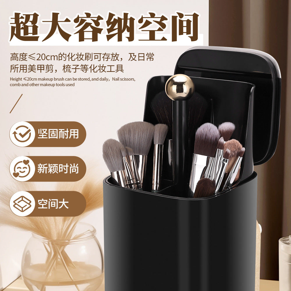 Platinum Automatic Adjustable Makeup Brush Storage Box Dressing Table Four-Compartment Plastic Storage Tube Large-Capacity Stationery Brush Barrel