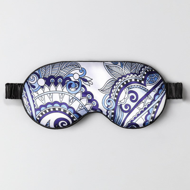 Mulberry Silk Eye Mask, Ice Silk Imitation Silk, Chinese Style Color, Satin Silk Light-Blocking Eye Mask for Sleep, Printed, in Stock Wholesale