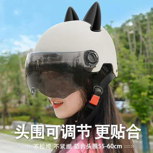 2024 New cat Ears Electric Vehicle Helmet 3c certified Men's and Women's Summer cycling Sunscreen Helmet Ready Direct Supply by PDG ibma