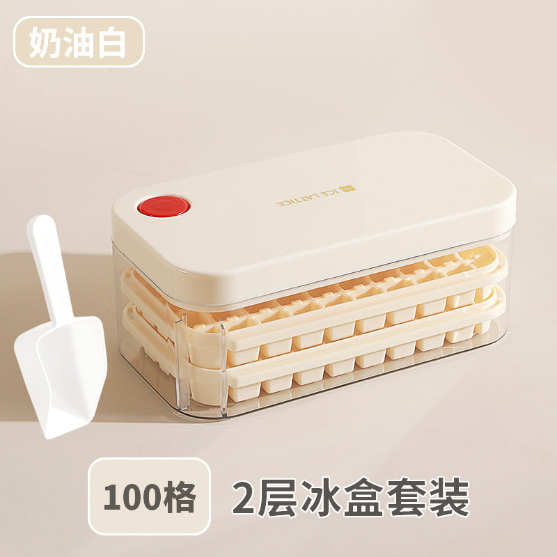 Ice Cube Mold Food Grade Household Pressed Ice Tray Large Capacity Ice Cube Storage Box Refrigerator Homemade Frozen Ice Artifact