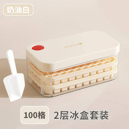 Ice Cube Mold Food Grade Household Pressed Ice Tray Large Capacity Ice Cube Storage Box Refrigerator Homemade Frozen Ice Artifact