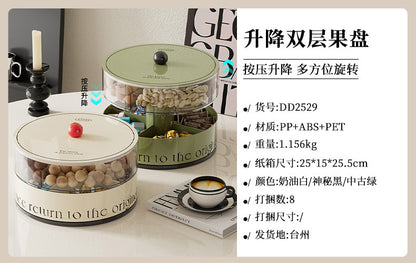 Fruit Tray Living Room Coffee Table Food Grade Melon and Peanut Snacks Dried Fruit Box Multi-layer Rotating Liftable Candy Box