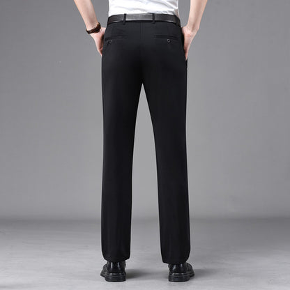 Business Casual Pants Men's Vertical Straight Dress Men's Spring and Summer Loose plus size Non-ironing Long Pants Stretch Pants