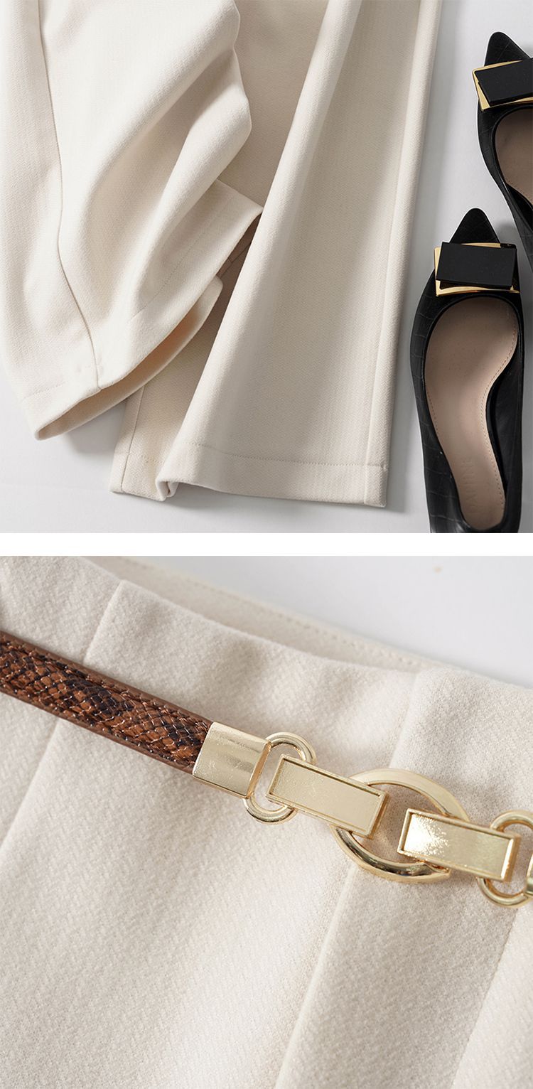 Lazy Style Woolen Pants for Women, New Autumn and Winter Wide-Leg Pants, Long Straight-Leg Pants, Thickened Woolen Casual Pants for Women
