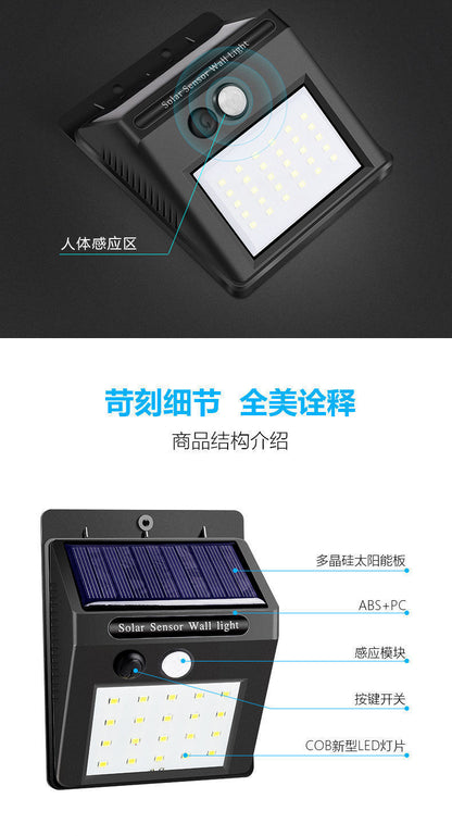 Solar Lamp Outdoor Lighting Garden Lamp Human Body Sensor Super Bright Waterproof Wall Lamp New Rural Home Outdoor Street Lamp