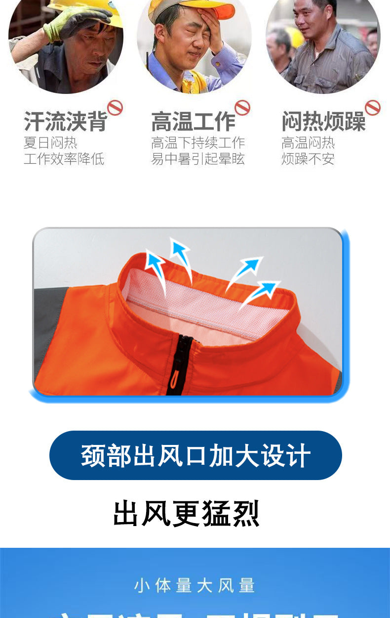 New Cooling Air-Conditioning Clothing, Reflective Long-Sleeved Work Clothes with Three Fans, Labor Protection Clothing, Outdoor Sun Protection Duty Clothing