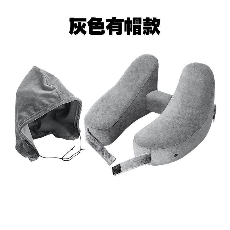 Outdoor Camping In-Stock H-Shaped Inflatable Travel Pillow, Travel Inflatable Neck Pillow, Neck Support Pillow, Portable Pillow for Airplane and High-Speed Rail