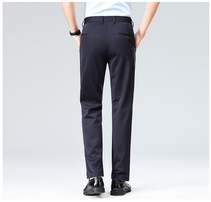 Wholesale casual pants men's four-sided elastic fabric summer ice silk pants trousers trousers high waist breathable iron-free formal trousers