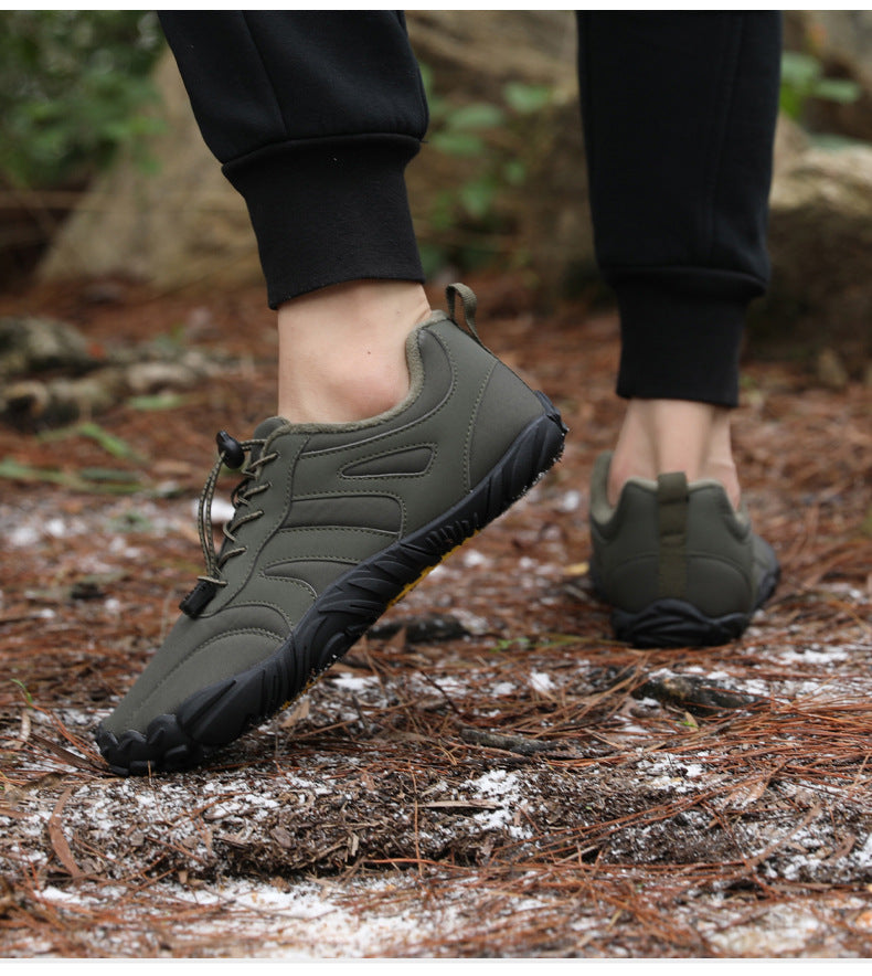 Outdoor Snow Boots, Home Cross-Border Winter New Style, Non-Slip Short Style, Fleece-Lined Warm Cotton Shoes, Thick-Soled Barefoot Five-Toe Shoes