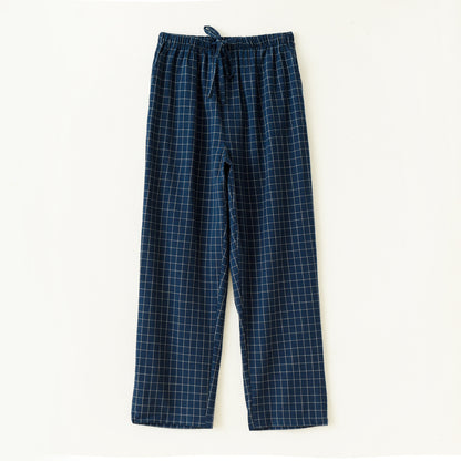 Couple Style Washed Home Pants for Men and Women, Pure Cotton Plaid Pajama Pants, Living Pants, Spring and Autumn Style, Japanese Warehouse Available for Wholesale