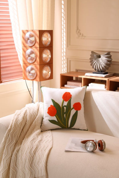 Nordic Towel Embroidered Embroidered Embroidered Pillow Living Room Cream Sofa Cushion Flower Model Room Bay Window Cushion Cover