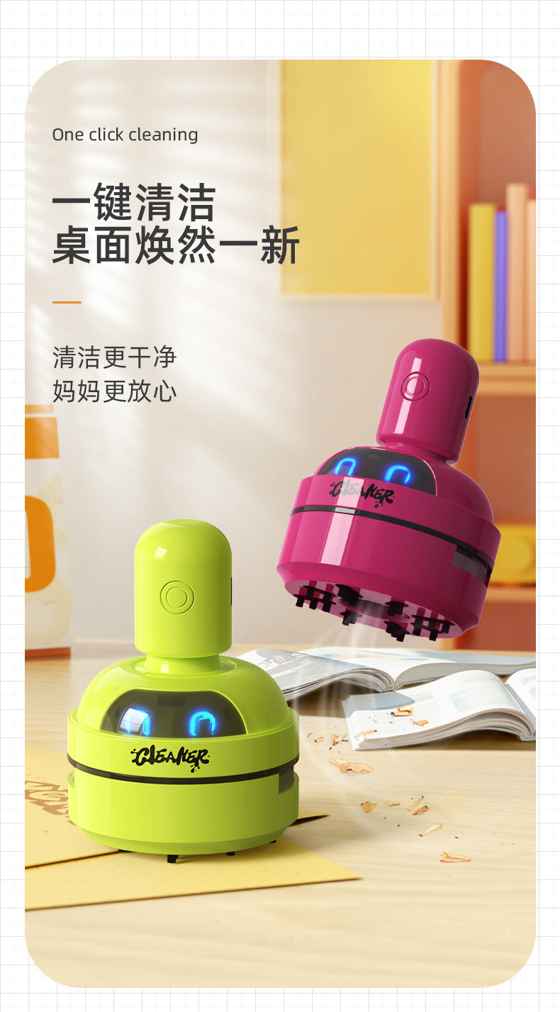 Cross-Border Desktop Vacuum Cleaner Student Mini Handheld Electric Suction Eraser Shavings Children's Cleaning Pencil Shavings Large Suction