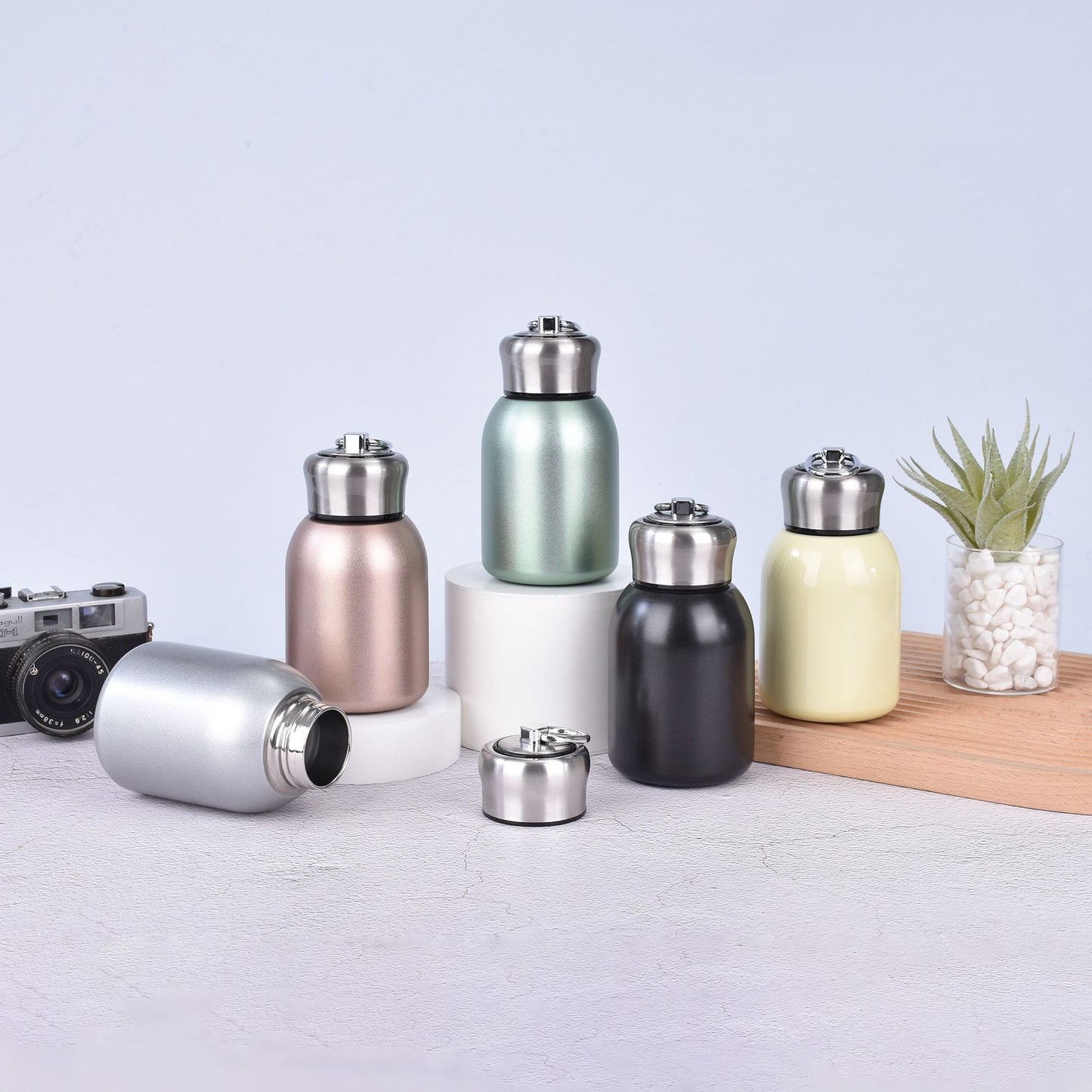 Cross-Border Mini 316 Stainless Steel Chubby Thermos Cup with Ring Flap Pocket Pants Cup Vacuum Double-Layer Portable Cup