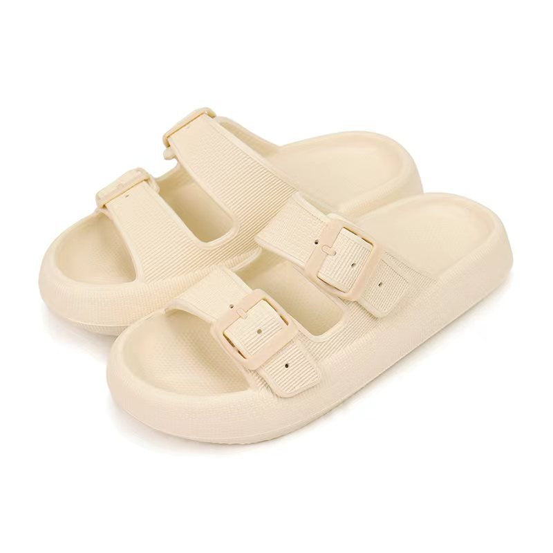 2026 New Thick-Soled Slippers, Wear-Resistant Double Buckle Eva Sandals, Couple's Summer Women's Outdoor and Indoor Slippers with a Soft Cushioning Feel