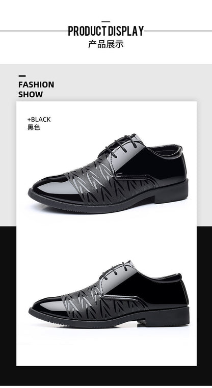 Men's Leather Shoes Men's Shoes 2020 Spring New Youth Business British Black Casual Breathable Dress Shoes