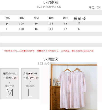 Crewneck Nightdress Women's Pajamas Spring and Autumn Cotton Long-sleeved dress Spring and Summer suit Cartoon Home Clothes for Women