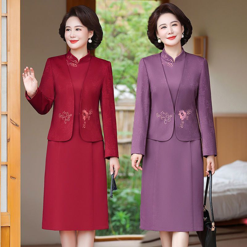 2024 New Chinese Mother's Wedding Dress Two-Piece Wedding Dress for dress Women's Spring and Autumn Middle Year Happy Mother-in-Law Wedding Dress