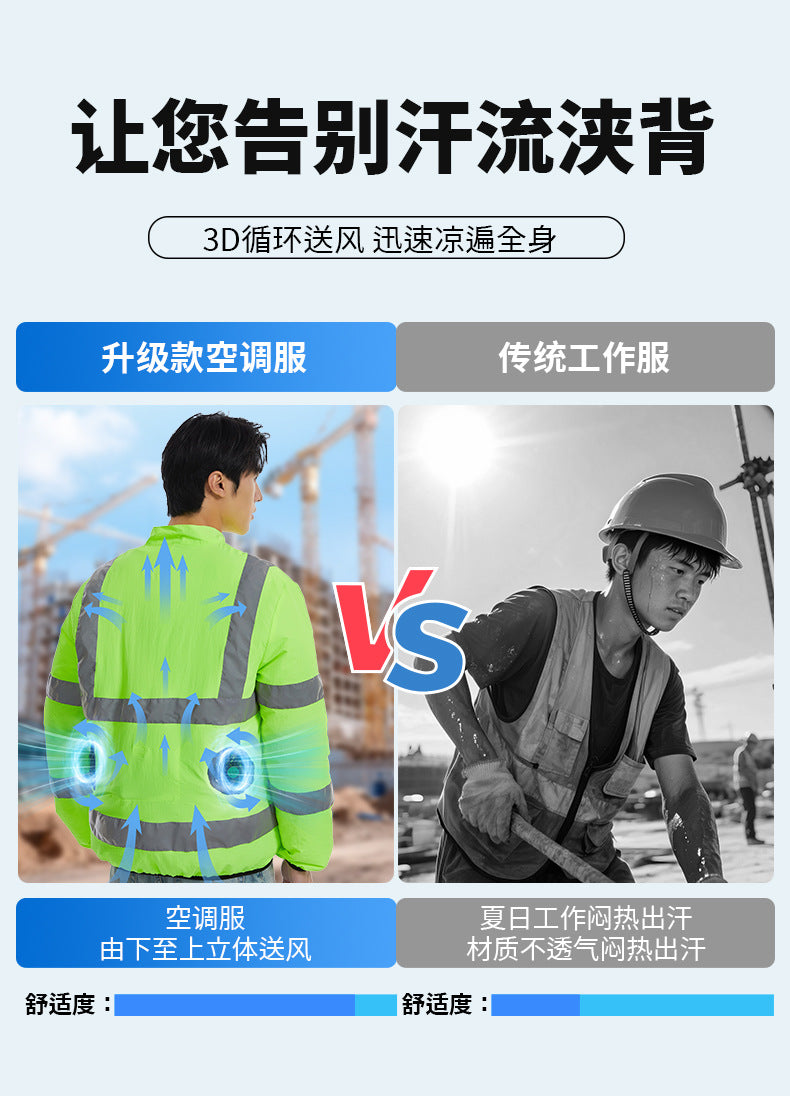 New Summer Fan Clothes Construction Site Cooling Air-Conditioning Clothes Outdoor Reflective Strip Air-Conditioning Clothes Men's Style with Fan