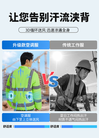 New Summer Fan Clothes Construction Site Cooling Air-Conditioning Clothes Outdoor Reflective Strip Air-Conditioning Clothes Men's Style with Fan