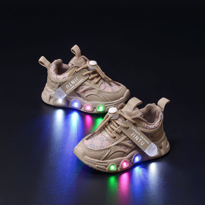 Spring and Autumn New Style Luminous Men's Sports Shoes with Lights, Cloth Women's Casual Shoes, Children's Led Lighted Toddler Shoes in Stock