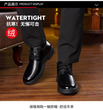 [Genuine leather cowhide] men's cotton shoes winter fleece-lined casual leather shoes non-slip waterproof middle-aged and elderly dad shoes