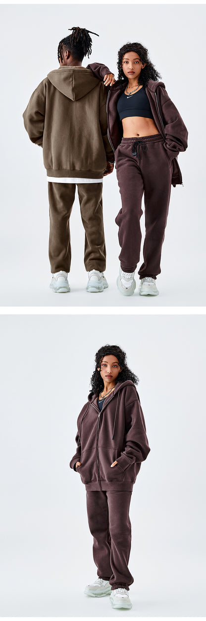 Tilani Men's Sweatshirt Cross-Border Casual Sports Suit Fashionable Pure Color Sweatshirt for Men and Women Simple Zipper Hoodie