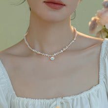 Natural Freshwater Non-nuclear Pearl Double Layer Overlapping Necklace Women's Mother-of-Fritillary Rose Pendant Gold Plated Sweet Light Luxury Set