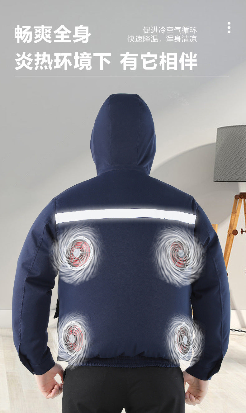 Summer Air-Conditioned Clothing for Outdoor Labor Protection, Cooling and Sun Protection Clothing, Hooded Fan Clothing for Men and Women, Specially Designed for Outdoor Labor Protection