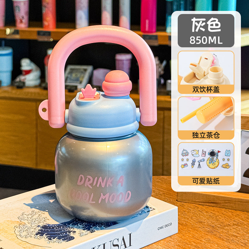 Wholesale Large-Capacity Plastic Straw Cups for Summer, Suitable for Men and Women, with a High Aesthetic Appeal, Portable Outdoor Sports Water Bottles for Children