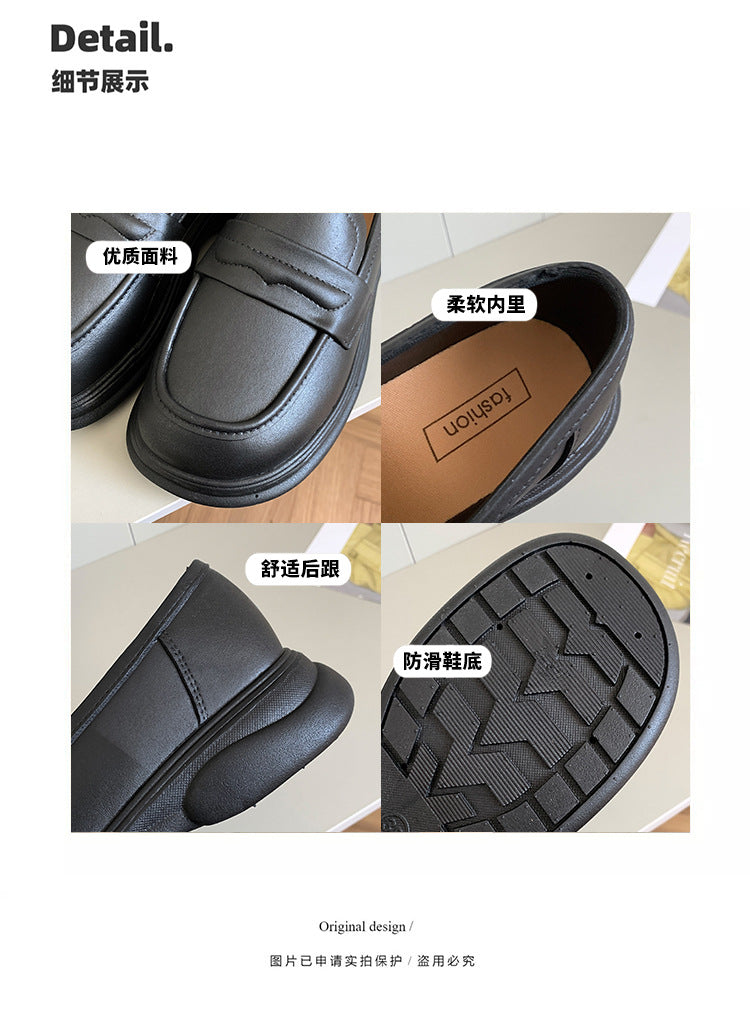 Thick-Soled Loafers British Style Slip-On White Shoes for Women 2025 New Versatile Toe-Toe Shoes Cross-Border Foreign Trade Women's Shoes