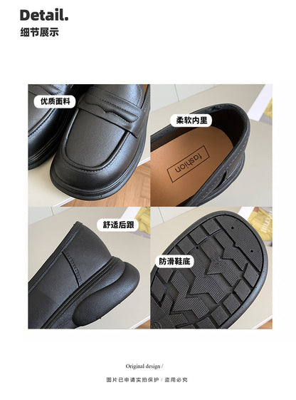 Thick-Soled Loafers British Style Slip-On White Shoes for Women 2025 New Versatile Toe-Toe Shoes Cross-Border Foreign Trade Women's Shoes