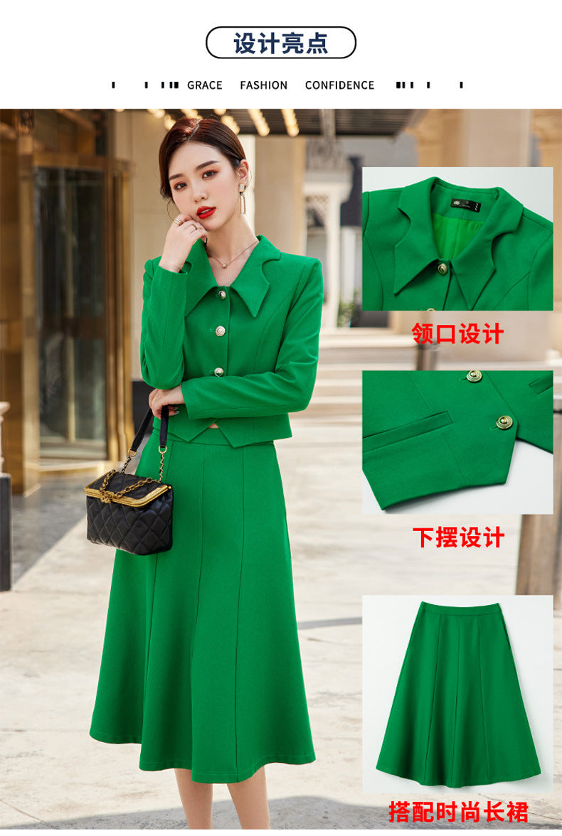 French style black dress Women's Spring and Autumn New retro high-grade elegant socialite high-end suit two-piece suit