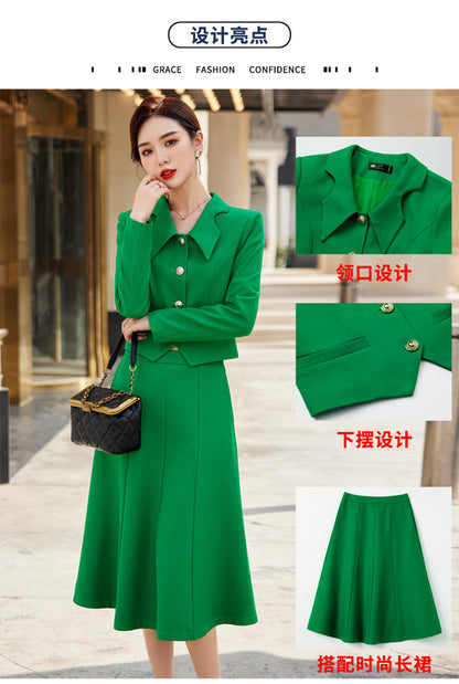 French style black dress Women's Spring and Autumn New retro high-grade elegant socialite high-end suit two-piece suit