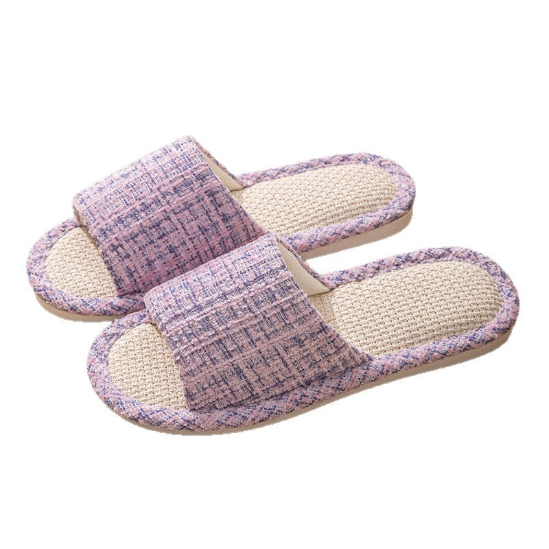 Linen Slippers for Women Spring & Fall Sweat-Absorbent Home Silent Japanese Cotton and Linen Indoor Non-Slip Breathable Slippers for Men All Seasons Wholesale