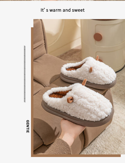 Cotton Slippers for Women, Cute Girly Heart, Indoor Home, Non-Slip, Warm, Couple Style, Dormitory Wearable Slippers for Men, Autumn and Winter