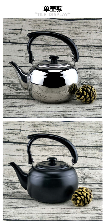 Factory wholesale stainless steel kettle black classic household compact simple teapot restaurant with filter teapot