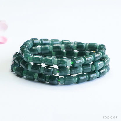 Guan Yu Natural Jade Bead Chain A-Grade Jadeite Blue Water Bucket Bead Necklace Hanging Chain Live Wholesale Dropshipping S4080305