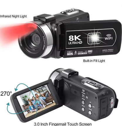 Cross-border 8KWIFI HD digital camera touch screen handheld automatic video travel wedding VLOG digital camera