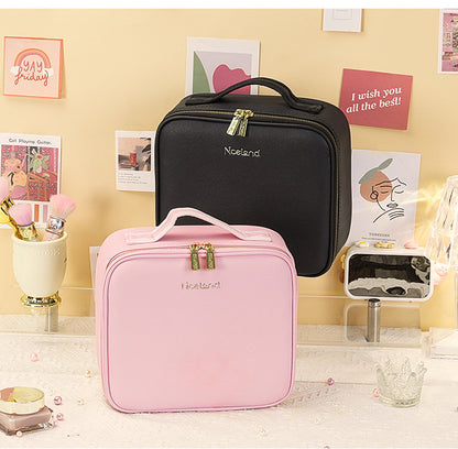 New Style Cosmetic Bag with Light and Mirror Led Light Rechargeable Portable Travel Makeup Cosmetics Cosmetics Bag Ins Style