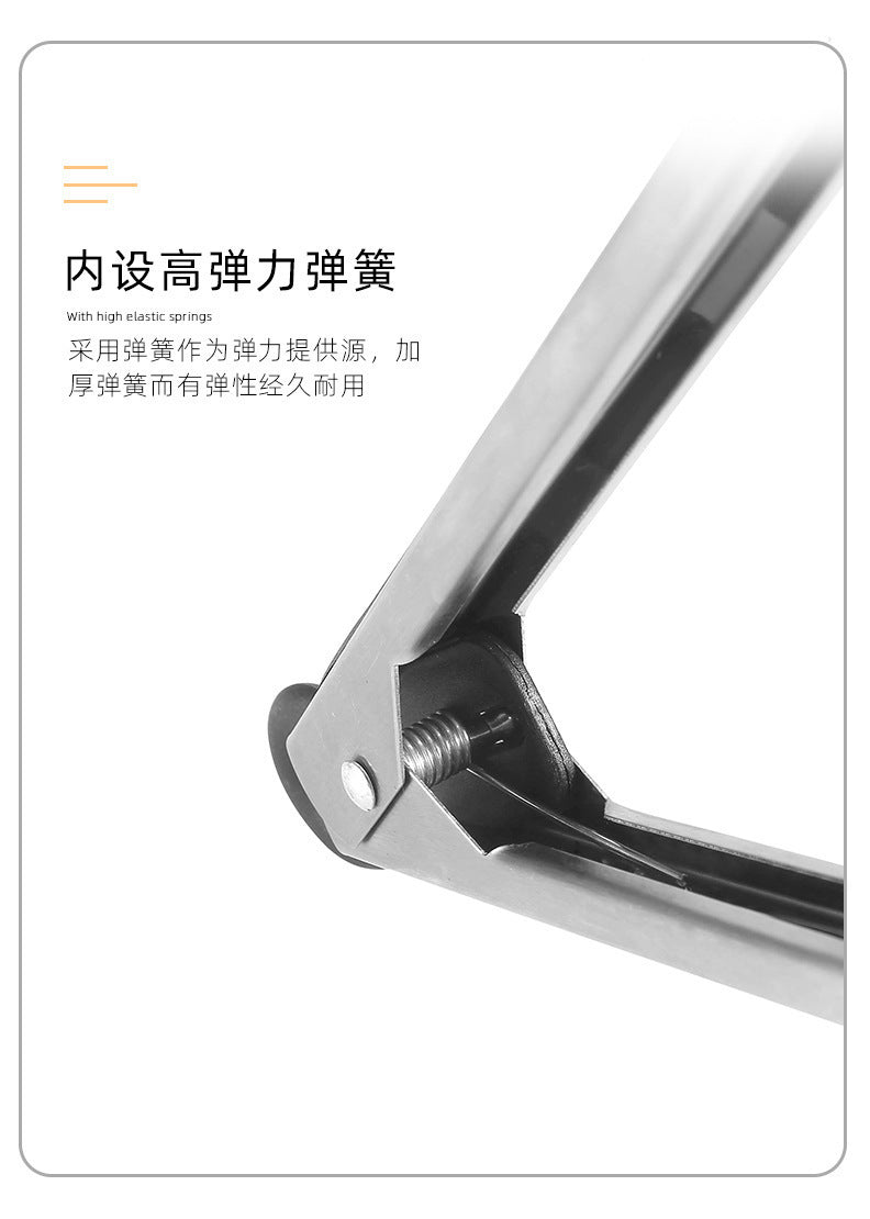 Cross-Border Black Silicone Clips, High Temperature Resistant Kitchen Food Frying Stainless Steel Fried Steak Clips, Special Food Clips for Cooking