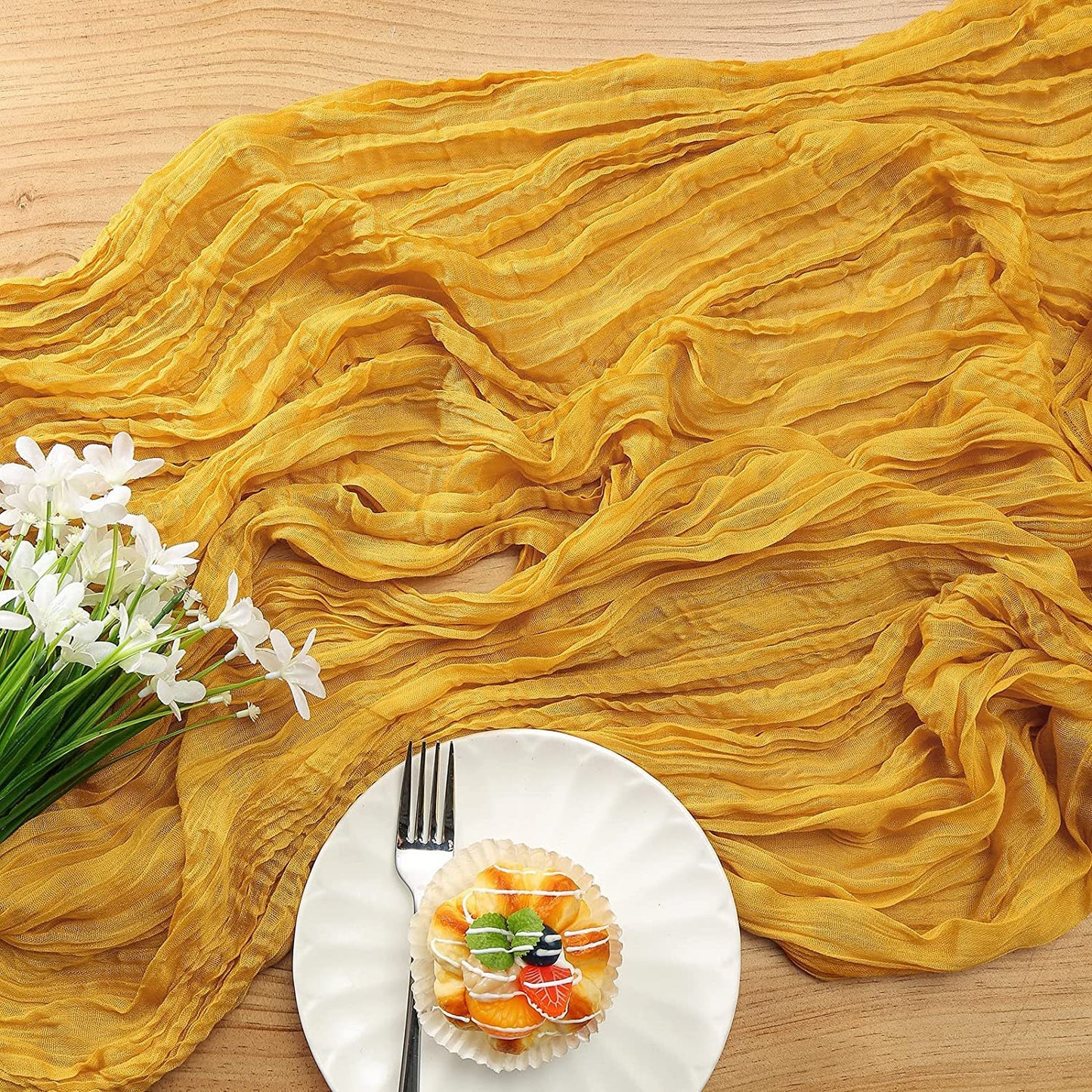Bali Crepe Table Flag Foreign Trade Western Tablecloth Light Luxury High-End Wedding Party Decoration Pleated Table Flag Wholesale