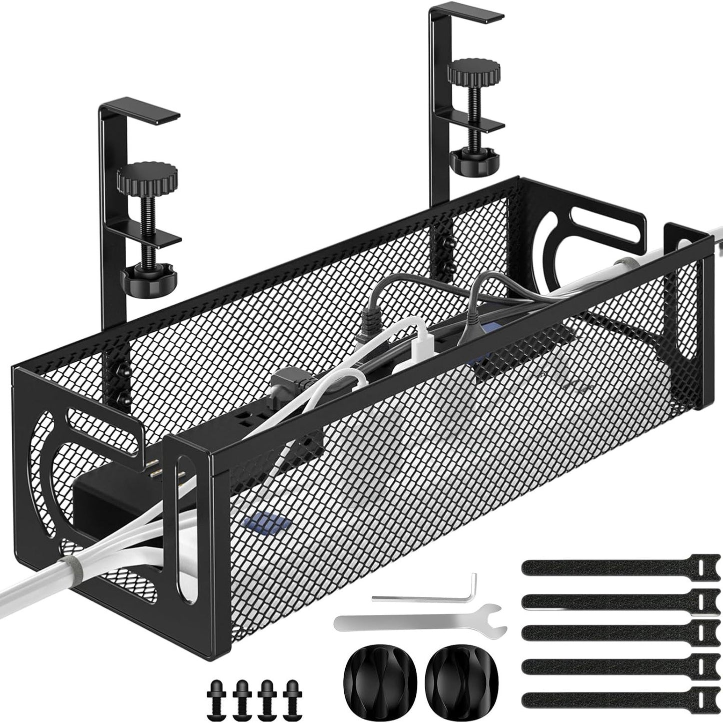 Cross-border desk under cable and wire management tray rack under counter finishing rack row storage rack socket organizer