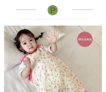 Baby Vest Sleeping Bag Summer Thin Gauze Pure Cotton Baby Kick-proof Sleeveless Children's Pajamas Air-conditioned Room Anti-cold