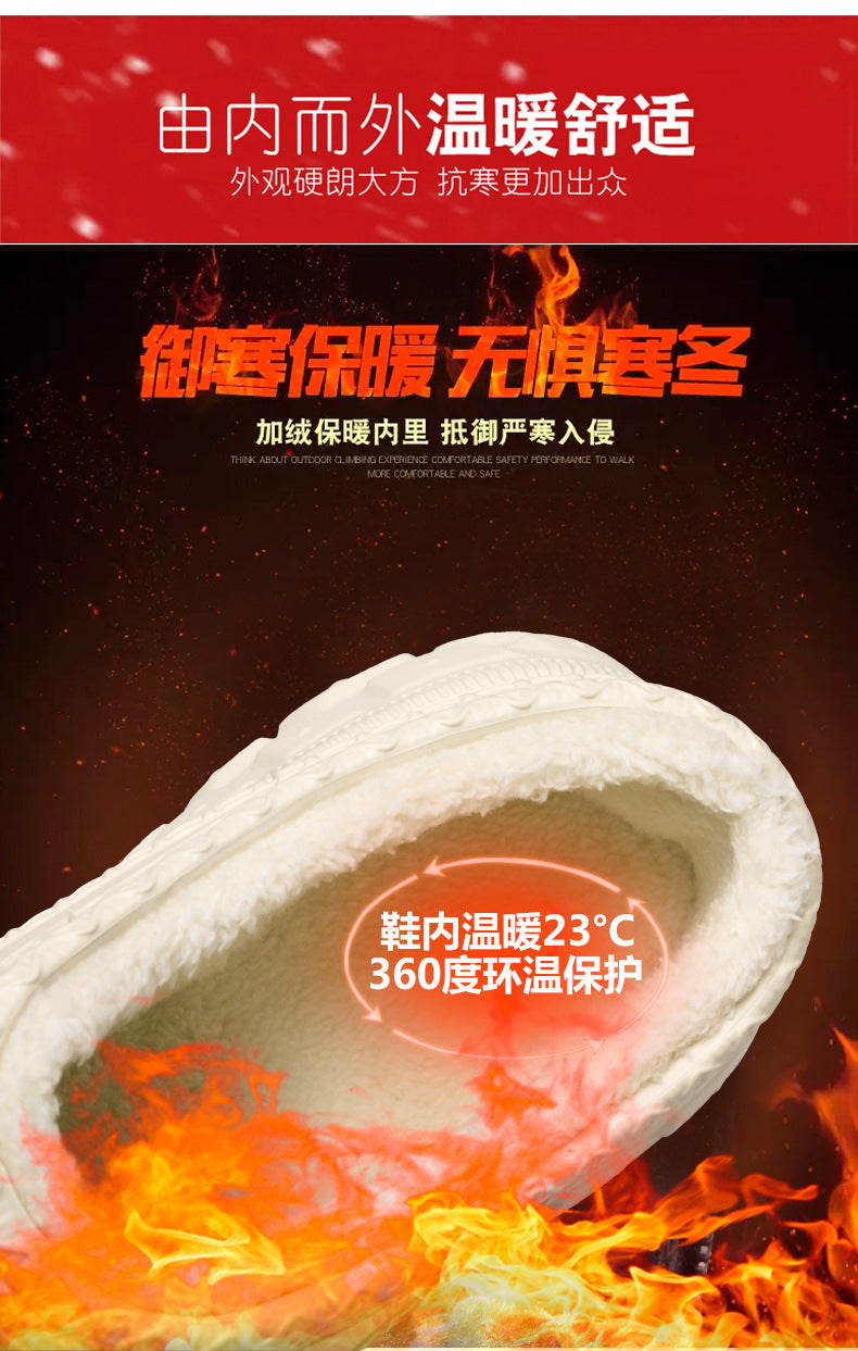Men's Cotton Slippers Winter 2025 New Home Cross-Border Fleece Chef Cotton Shoes for Outdoor Wear, Non-Slip Waterproof Closed-Toe Cotton Shoes