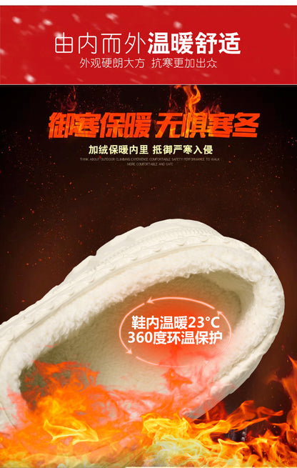 Men's Cotton Slippers Winter 2025 New Home Cross-Border Fleece Chef Cotton Shoes for Outdoor Wear, Non-Slip Waterproof Closed-Toe Cotton Shoes