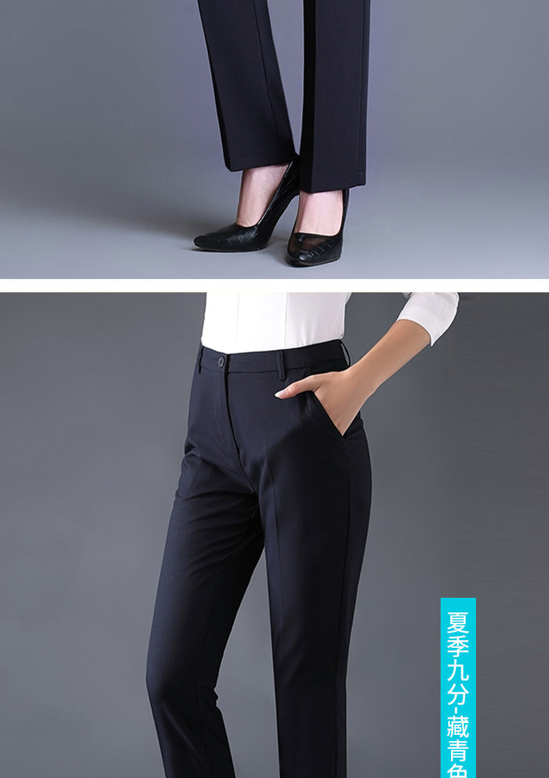 Trousers Women's Black Work Professional Straight-Leg Women's Pants High Waist Work Dress Pants Slim Look Suit Pants Draped Pants