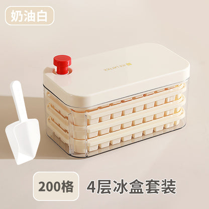 Ice Cube Mold Food Grade Household Pressed Ice Tray Large Capacity Ice Cube Storage Box Refrigerator Homemade Frozen Ice Artifact