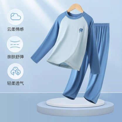 Children's Home Clothes Spring and Summer Modal Long Sleeve Trousers Pajamas suit Boys and Girls Shoulder Cooler Air-conditioning Clothes